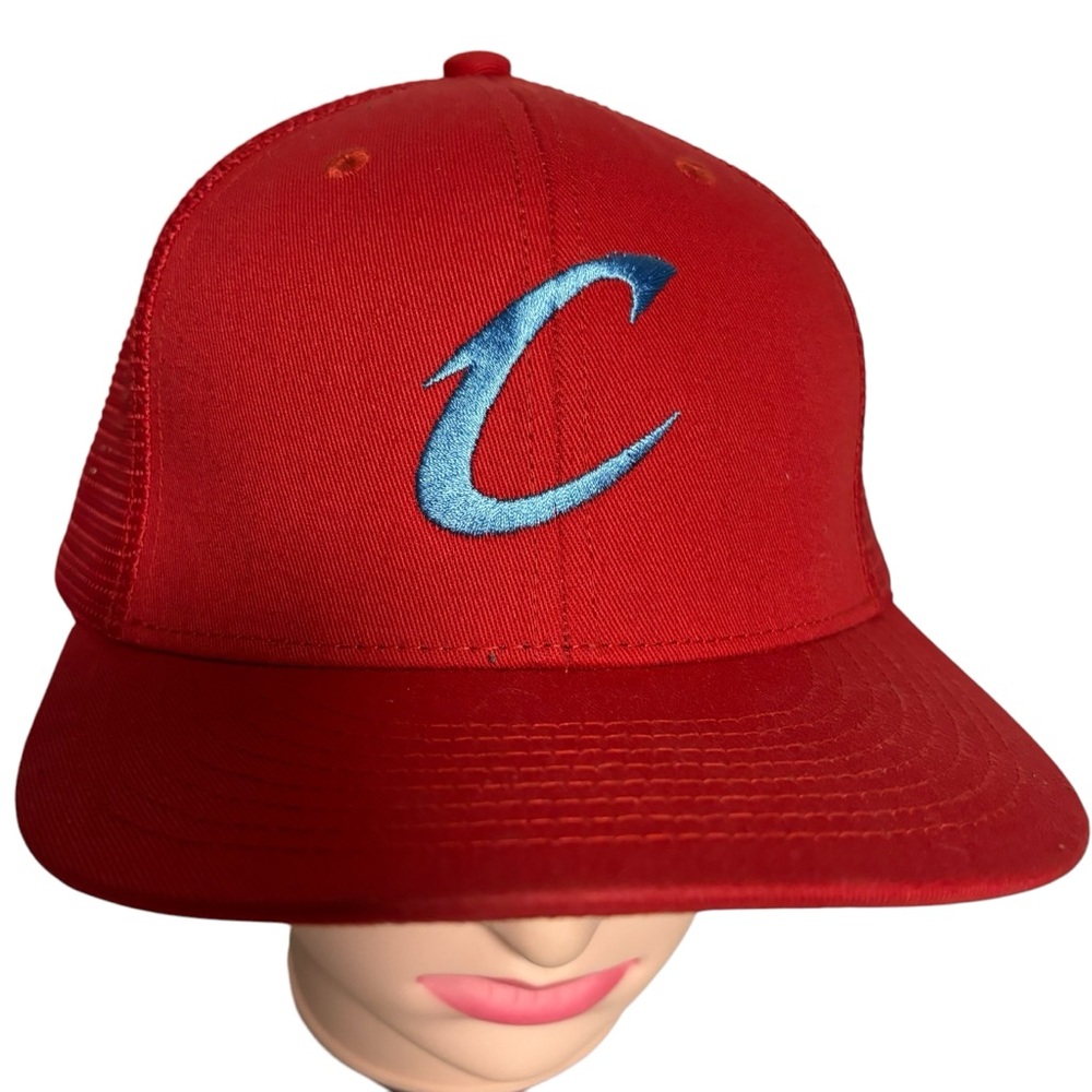 Champro HC5 OS Red Snapback cap hat Emb blue letter C mesh back NWOT